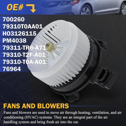 مجموعة محرك منفاخ سخان HVAC 700260 لسيارة Honda Accord 2013-2017، 2013-2015 Honda Civic، 2012-2016 Honda CR-V/2014-2017 Acura ILX، 2015-2017 Acura RDX يستبدل # 79310T0AA01، HO3126115، PM4038 in Saudi Arabia