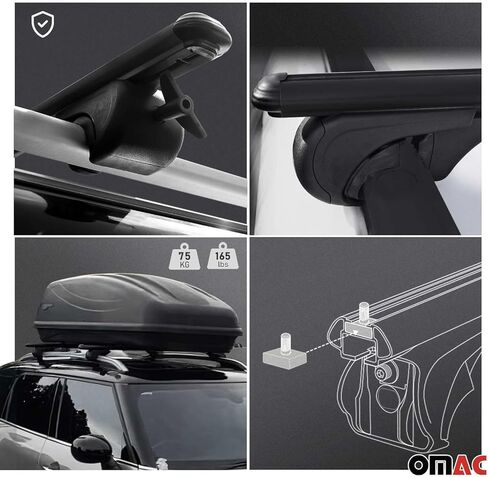 OMAC Roof Rack Cross Bars for Jeep Liberty 2008-2013 Lockable 165Lbs Aluminium Silver 2Pcs fits Cargo Carriers Kayak Canoe Bike Snowboard in Saudi Arabia