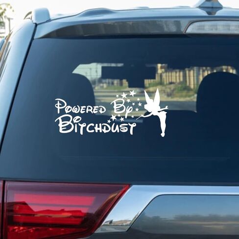 Powered by Bitchdust Vinyl Decal – Funny Car Sticker Funny Powered by Bitchdust Sticker for Bumpers Vehicles & Windows in Saudi Arabia