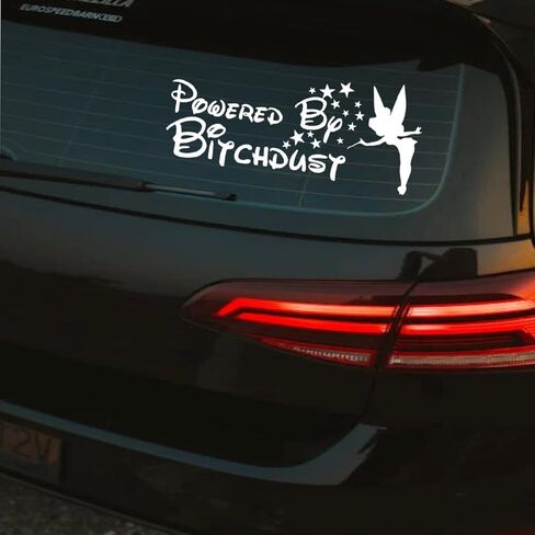 Powered by Bitchdust Vinyl Decal – Funny Car Sticker Funny Powered by Bitchdust Sticker for Bumpers Vehicles & Windows in Saudi Arabia