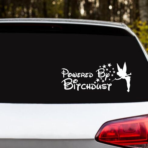 Powered by Bitchdust Vinyl Decal – Funny Car Sticker Funny Powered by Bitchdust Sticker for Bumpers Vehicles & Windows in Saudi Arabia