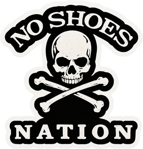 No Shoes Nation - ملصق فينيل جمالي - ملصق لاصق مقاوم للماء للكمبيوتر المحمول، زجاجة مياه، سيارة، مجلة، سجل القصاصات، الهاتف - ملصق متين 4 بوصات للمراهقين والبالغين والأطفال in Kuwait