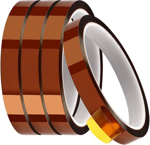 Heat Tape, 4 Rolls High Temperature Heat Resistant Tape, Adhesive Heat Tape for Sublimation, Heat Press, Electronics, Soldering, Circuit Board, 10mm x33m(108ft) in Kuwait