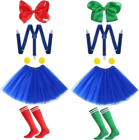 HooLing 12 Pieces Halloween Cosplay Costume Women Tutu Skirt Suspenders Stockings Bow Hair Clips for Adults in Saudi Arabia