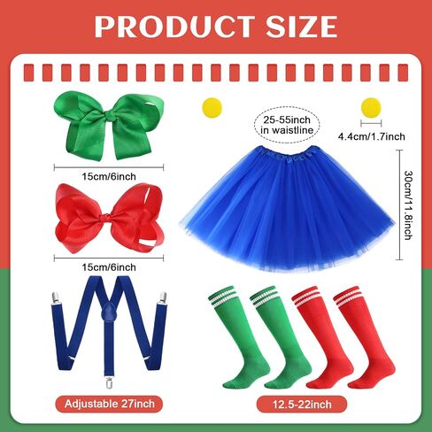 HooLing 12 Pieces Halloween Cosplay Costume Women Tutu Skirt Suspenders Stockings Bow Hair Clips for Adults in Saudi Arabia