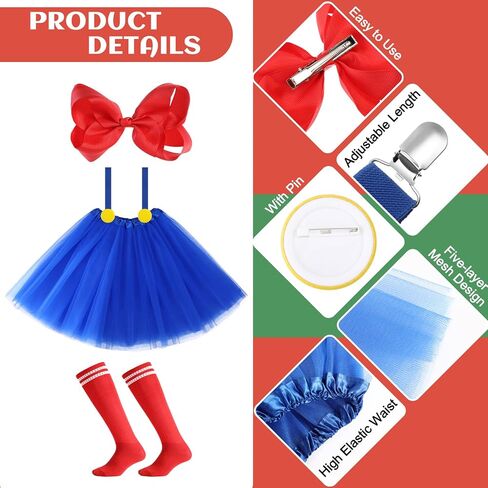 HooLing 12 Pieces Halloween Cosplay Costume Women Tutu Skirt Suspenders Stockings Bow Hair Clips for Adults in Saudi Arabia