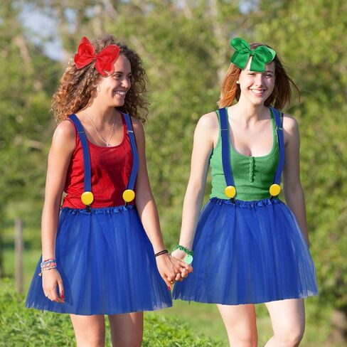 HooLing 12 Pieces Halloween Cosplay Costume Women Tutu Skirt Suspenders Stockings Bow Hair Clips for Adults in Saudi Arabia