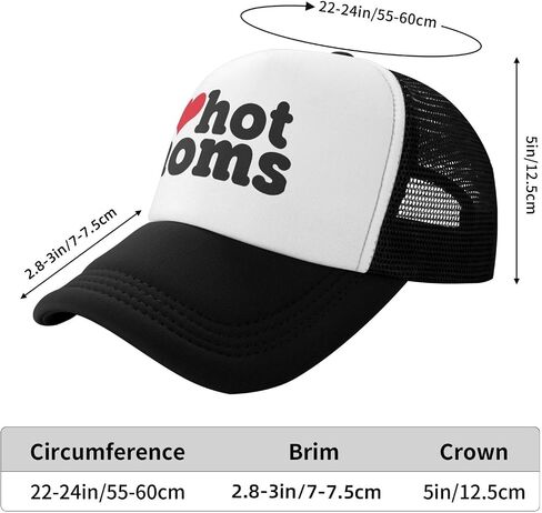 I Heart Hot Moms Trucker Hat,Adjustable Funny Mesh Cap,Unisex Baseball Caps,Suitable for Sports,Fishing,Travel in Kuwait