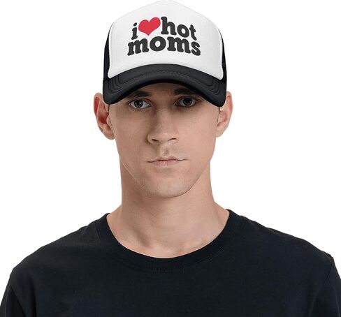 I Heart Hot Moms Trucker Hat,Adjustable Funny Mesh Cap,Unisex Baseball Caps,Suitable for Sports,Fishing,Travel in Kuwait