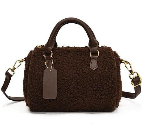 Lamb Wool Handbag for Women Soft Plush Shoulder Bag Fluffy Tote Bag Crossbody Bag Furry Top Handle Bag Boston Bag in Kuwait