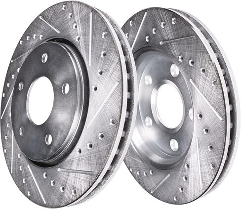 Detroit Axle - Front Brake Rotors for Acura CSX ILX Honda Accord Civic Element Insight Fit Replacement Drilled & Slotted Disc Brake Rotors: 11.10" inch Rotor in Saudi Arabia