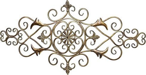 Touch of Class Merano II Traditional Antique Gold Openwork Scrolling Decorative Metal Wall Art Grille Sculpture | Fleur De Lis Designs | Scrolls Decor for Bedroom, Living Room in Saudi Arabia