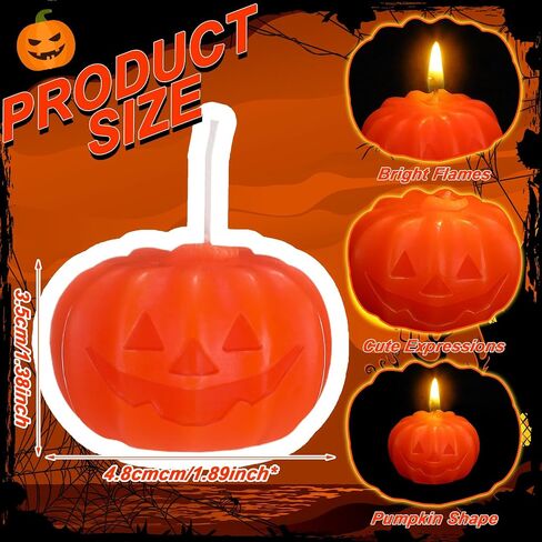 Nuanchu 6 Pcs Halloween Pumpkin Candle Mini Soy Wax Unscented Jack-o-Lantern Halloween Candles Pumpkin Tea Lights for Party Favor Table Decoration in Saudi Arabia