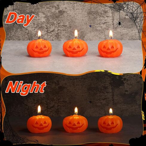 Nuanchu 6 Pcs Halloween Pumpkin Candle Mini Soy Wax Unscented Jack-o-Lantern Halloween Candles Pumpkin Tea Lights for Party Favor Table Decoration in Saudi Arabia