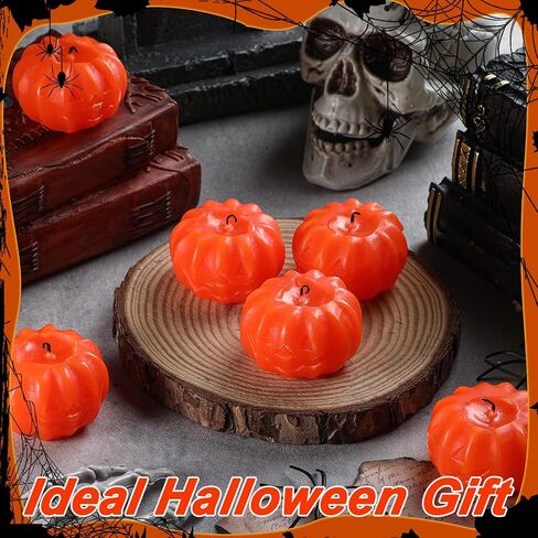 Nuanchu 6 Pcs Halloween Pumpkin Candle Mini Soy Wax Unscented Jack-o-Lantern Halloween Candles Pumpkin Tea Lights for Party Favor Table Decoration in Saudi Arabia