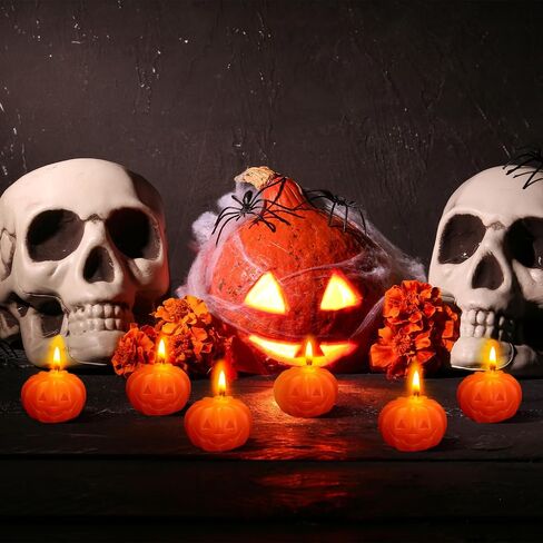 Nuanchu 6 Pcs Halloween Pumpkin Candle Mini Soy Wax Unscented Jack-o-Lantern Halloween Candles Pumpkin Tea Lights for Party Favor Table Decoration in Saudi Arabia