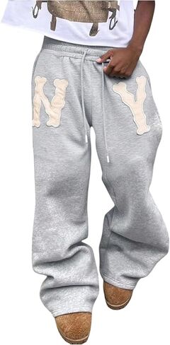 GORGLITTER Men's Baggy Sweatpants Y2k Oversized Drawstring Wide Leg Barrel Sweat Pants Streetwear in Saudi Arabia