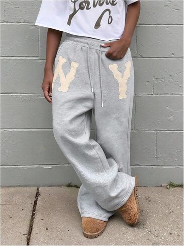 GORGLITTER Men's Baggy Sweatpants Y2k Oversized Drawstring Wide Leg Barrel Sweat Pants Streetwear in Saudi Arabia