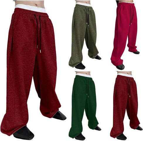 Baggy Sweatpants for Men Loose Wide Leg Lounge Sweatpants Athletic Elastic Waist Drawstring Yoga Gym Track Pants in Saudi Arabia