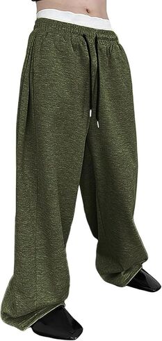 Baggy Sweatpants for Men Loose Wide Leg Lounge Sweatpants Athletic Elastic Waist Drawstring Yoga Gym Track Pants in Saudi Arabia