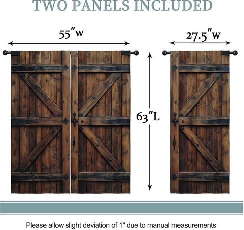 Country Farmhouse Door Boy Girls Blackout Curtains,Rustic Wood Vintage Farm Wooden Barn Door, 2 Panel Rod Pocket Thermal Insulated Drapes for Bedroom, Living, Kids Teen Room Deco 55x63 inch in Saudi Arabia