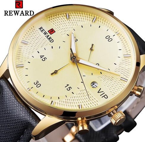 Men Watches Business Casual Wrist Watches (Multifunction/Waterproof/Luminous/Calendar) Genuine Leather Band Fashion Watch for Men in Kuwait
