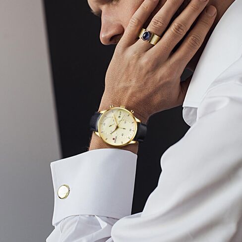 Men Watches Business Casual Wrist Watches (Multifunction/Waterproof/Luminous/Calendar) Genuine Leather Band Fashion Watch for Men in Kuwait