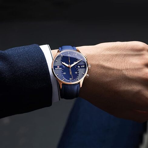 Men Watches Business Casual Wrist Watches (Multifunction/Waterproof/Luminous/Calendar) Genuine Leather Band Fashion Watch for Men in Saudi Arabia