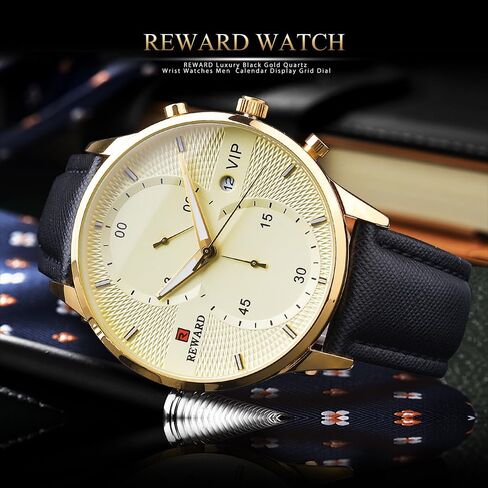 Men Watches Business Casual Wrist Watches (Multifunction/Waterproof/Luminous/Calendar) Genuine Leather Band Fashion Watch for Men in Kuwait