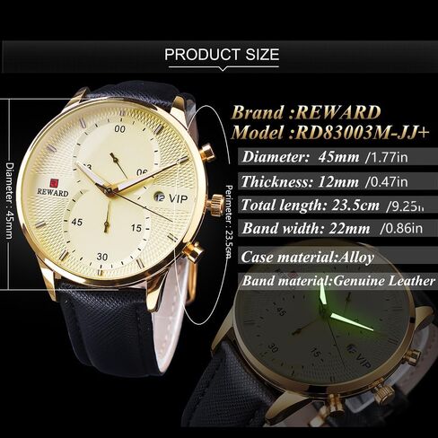 Men Watches Business Casual Wrist Watches (Multifunction/Waterproof/Luminous/Calendar) Genuine Leather Band Fashion Watch for Men in Kuwait
