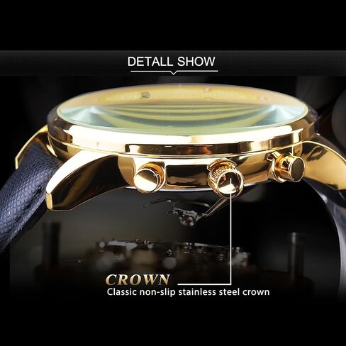 Men Watches Business Casual Wrist Watches (Multifunction/Waterproof/Luminous/Calendar) Genuine Leather Band Fashion Watch for Men in Kuwait