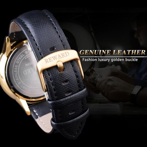 Men Watches Business Casual Wrist Watches (Multifunction/Waterproof/Luminous/Calendar) Genuine Leather Band Fashion Watch for Men in Kuwait