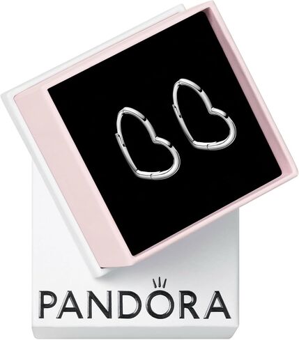 PANDORA Asymmetrical Heart Hoop Earrings - Timeless Earrings for Women - Great Gift for Her - Made with Sterling Silver, No Gift Box in Saudi Arabia