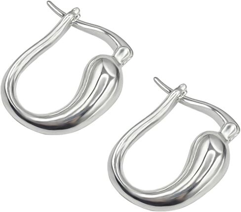 أقراط حلقية من الفضة الإسترليني عيار 925 للنساء أقراط صغيرة على شكل حرف U خفيفة الوزن كلاسيكية أقراط فوق الأذن in Kuwait