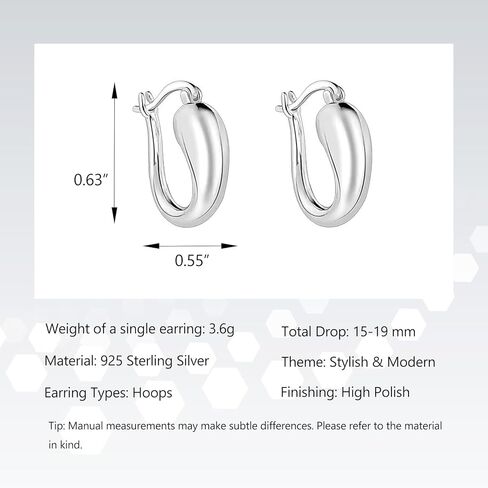 أقراط حلقية من الفضة الإسترليني عيار 925 للنساء أقراط صغيرة على شكل حرف U خفيفة الوزن كلاسيكية أقراط فوق الأذن in Kuwait