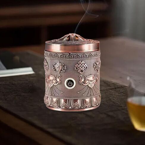Generic Alloy Incense Burner Incense Holder Quick Heating Portable New Year Gift Decor Accessories Ornament for Bedroom Tea Table, Bronze in Saudi Arabia