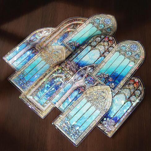 A Beautiful Day PET Stickers Glass Flower Window Series Retro Flower Window Handheld Decoration Material 10 Sheets in Total in Saudi Arabia