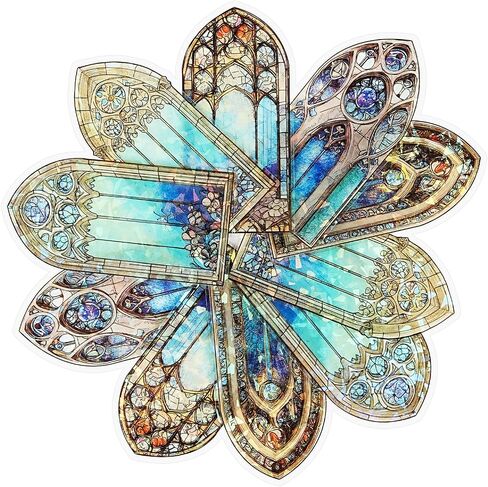 A Beautiful Day PET Stickers Glass Flower Window Series Retro Flower Window Handheld Decoration Material 10 Sheets in Total in Saudi Arabia