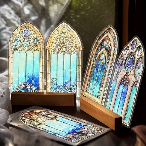 A Beautiful Day PET Stickers Glass Flower Window Series Retro Flower Window Handheld Decoration Material 10 Sheets in Total in Saudi Arabia
