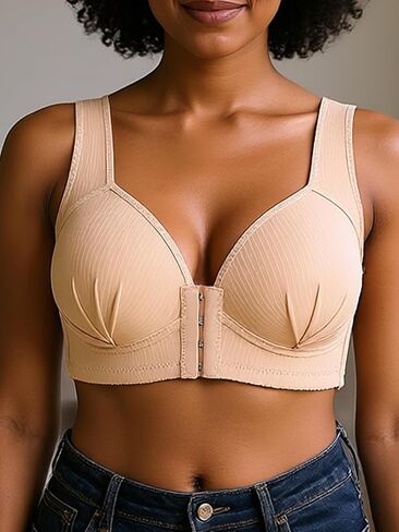 Wireless Front Closure Bras for Women No Underwire Back Support Bra Full Coverage Everyday Bra in Saudi Arabia