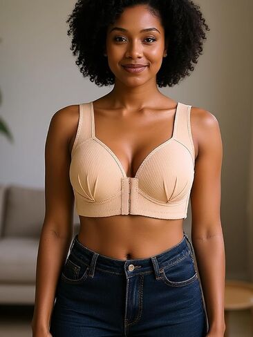 Wireless Front Closure Bras for Women No Underwire Back Support Bra Full Coverage Everyday Bra in Saudi Arabia