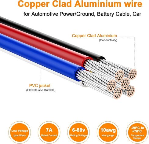 8 Gauge Wire, for Automotive Power/Ground, Battery Cable, Car Audio, RV, Amp, CCA, Automotive Wire, Amp Kit, Battery Cables, Wiring Kit, (30 feet Each- Black/Red) in Saudi Arabia