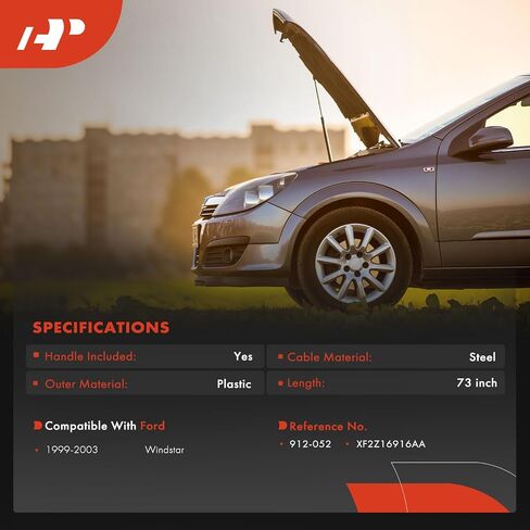 كابل تحرير مزلاج غطاء المحرك الأمامي الممتاز مع مقبض متوافق مع Ford Windstar 1999 2000 2001 2002 2003، 73 بوصة، استبدال # XF2Z16916AA in Saudi Arabia