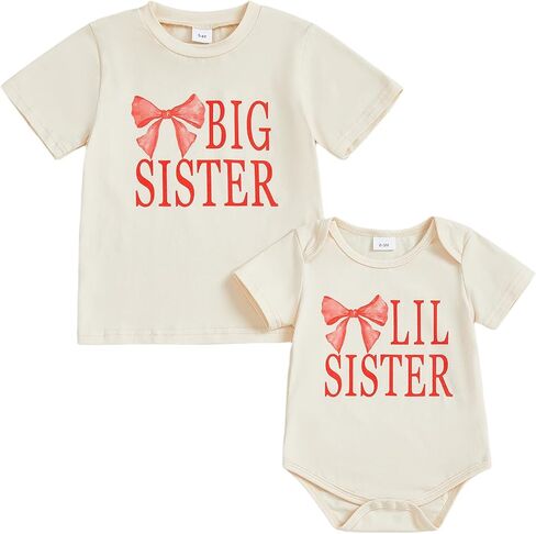 أخت كبيرة أخت صغيرة تتطابق مع ملابس Coquette Bow Toddler Girl T-Shirt و Meداد in Kuwait