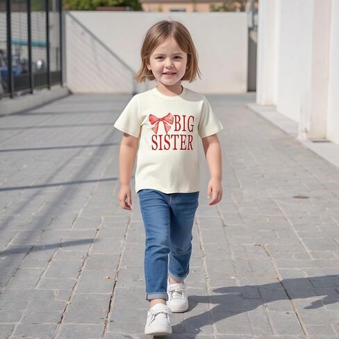 أخت كبيرة أخت صغيرة تتطابق مع ملابس Coquette Bow Toddler Girl T-Shirt و Meداد in Kuwait