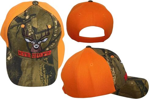 Deer Hunter Camouflage Front Orange Back Polyester Adjustable Embroidered Baseball Ball Cap Hat in Saudi Arabia