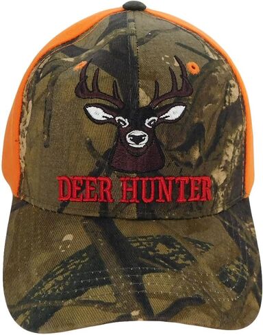 Deer Hunter Camouflage Front Orange Back Polyester Adjustable Embroidered Baseball Ball Cap Hat in Saudi Arabia