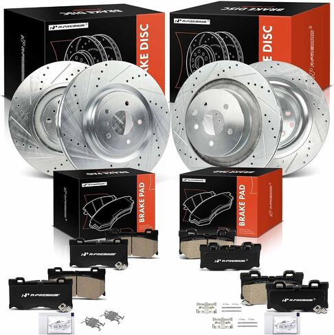 A-Premium Front and Rear Drilled Brake Rotor & Brake Pad Compatible with Select Infiniti and Nissan Models - Q60 2014-2015, G37 2009-2013, 370Z 2009-2019, 12-PC Set in Saudi Arabia