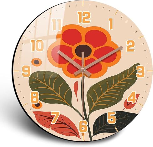 Floral Wall Clock, Boho Kitchen 10 Inch Wall-Clock Battery Operated Non Ticking, Silent Vintage Clock Decorative for Bedroom Office Living Room Wall Décor in Saudi Arabia
