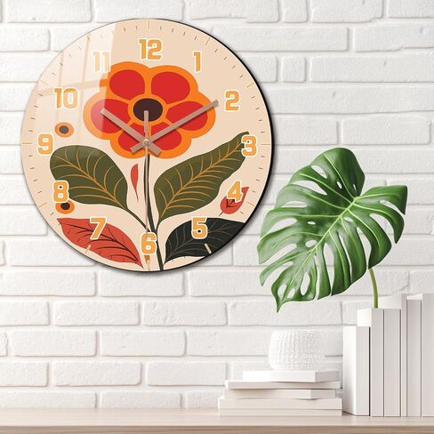 Floral Wall Clock, Boho Kitchen 10 Inch Wall-Clock Battery Operated Non Ticking, Silent Vintage Clock Decorative for Bedroom Office Living Room Wall Décor in Saudi Arabia